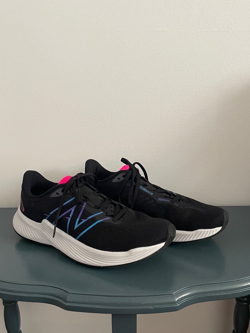 New Balance Black Sneakers with Blue and Pink Accents Running/Walking shoe